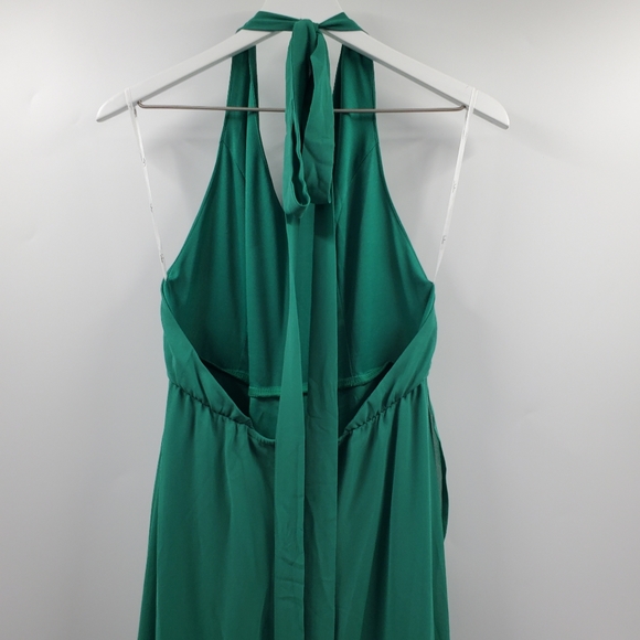 Lulus Green Halter Maxi Dress Ruffles Bridesmaid - Picture 5 of 10